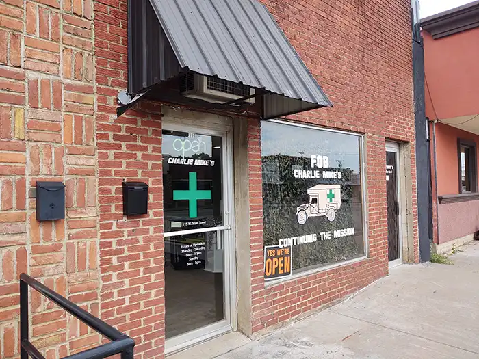 front-left view of charlie mikes dispensary wilburton ok